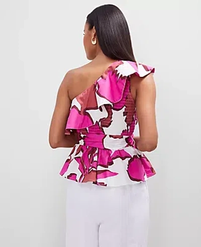 Ann Taylor Petite Floral One-shoulder Tie Waist Blouse
