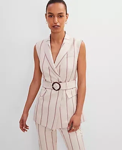 Ann Taylor Petite Pinstripe Belted Vest