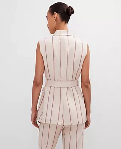 Ann Taylor Petite Pinstripe Belted Vest