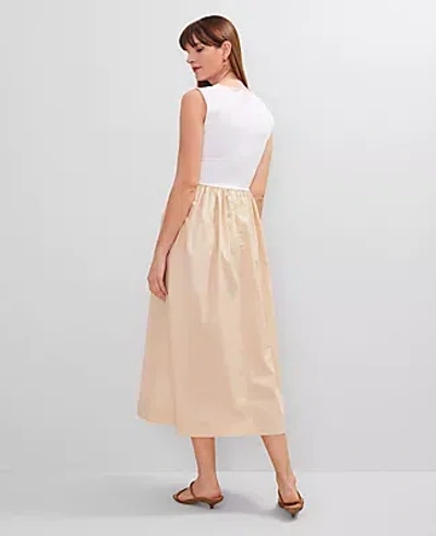 Ann Taylor Petite V-neck Mixed Media Flare Dress