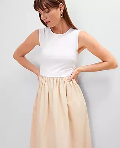 Ann Taylor Petite V-neck Mixed Media Flare Dress