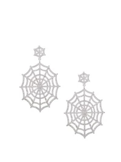 Eye Candy La Women's Luxe Collection Rhodium-plated Brass & Cubic Zirconia Web Drop Earrings