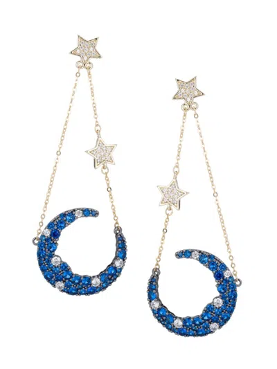 Eye Candy La Women's Luxe Collection 14k Goldplated Brass & Cubic Zirconia Star & Moon Drop Earrings
