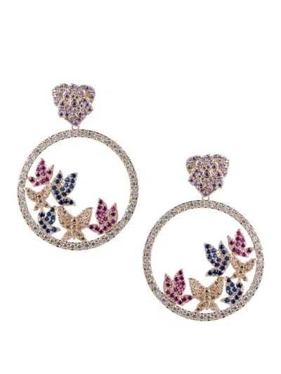 Eye Candy La Women's Luxe Collection 14k Gold-plated Brass & Cubic Zirconia Butterfly Hoop Earrings