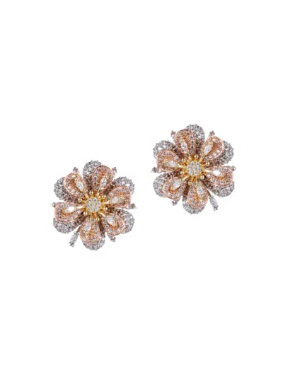 Eye Candy La Women's Luxe Collection Erin 18k-goldplated Brass & Cubic Zirconia Flower Stud Earrings
