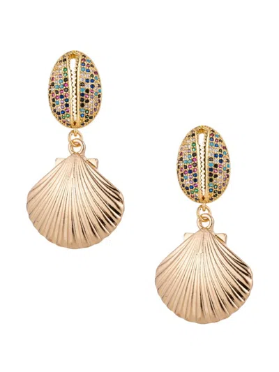 Eye Candy La Women's Luxe Collection 18k-goldplated Brass & Cubic Zirconia Shell Drop Earrings