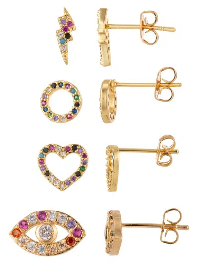Eye Candy La Women's Luxe Collection Alica 18k-goldplated Brass Multicolored Cubic Zirconia Stud Earring Set