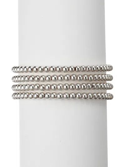 Eye Candy La Women's Luxe Collection Set Of 4 Rhodium-plated Brass & Beaded Stretch Bracelets