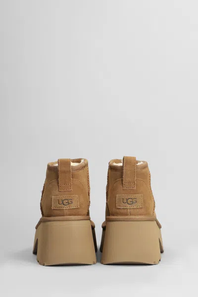 Ugg Classic Ultra Mini High Heels Ankle Boots In Leather Color Suede