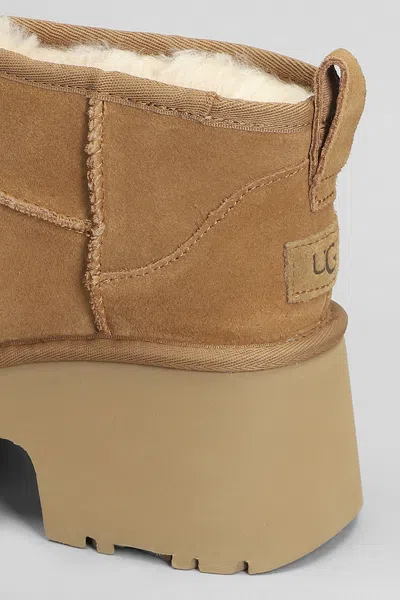 Ugg Classic Ultra Mini High Heels Ankle Boots In Leather Color Suede