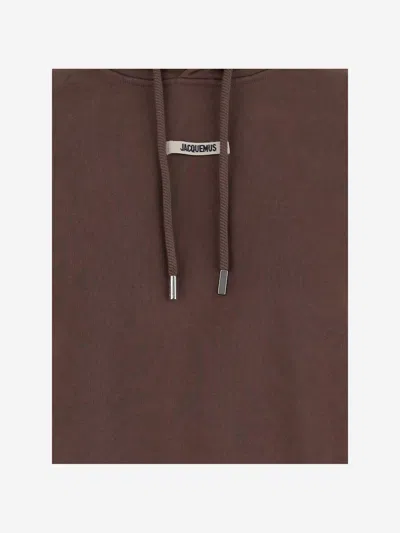 Jacquemus Drawstring Hood Gros-grain Hoodie In Brown