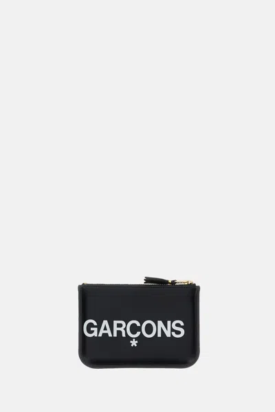 Comme Des Garçons Play Logo-print Leather Wallet In Black