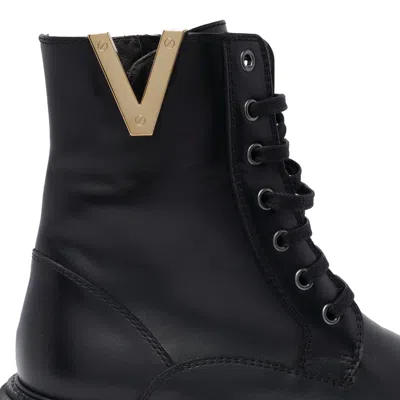 Via Roma 15 Embellished Lace-up Combat Boots In Black