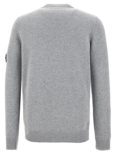 Stone Island Lightweight Wool Crew Neck Sweater With Raglan Sleeves Clothing In Gray