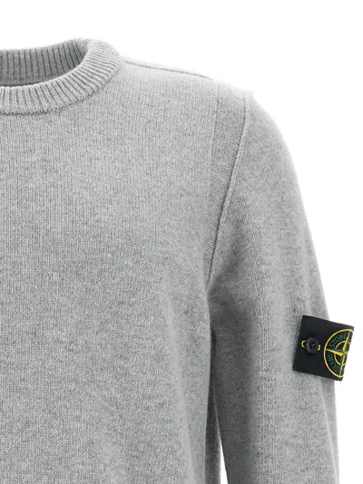 Stone Island Lightweight Wool Crew Neck Sweater With Raglan Sleeves Clothing In Gray