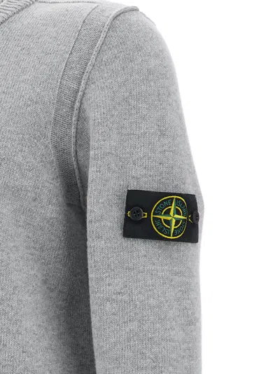 Stone Island Lightweight Wool Crew Neck Sweater With Raglan Sleeves Clothing In Gray