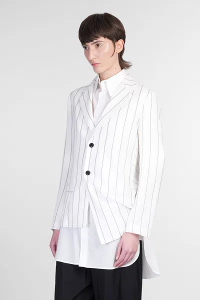 Yohji Yamamoto Blazer In White Wool