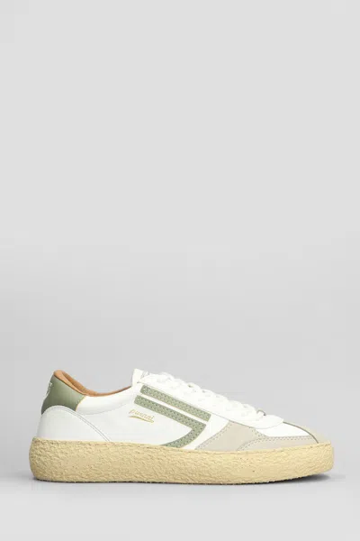 Puraai Olive Spring Sneakers In White Leather