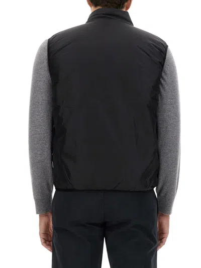 Aspesi Navy Bomber Vest With High Collar In Black