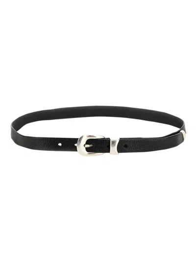 Our Legacy Belt Leather Silver-tone Hardware In Black