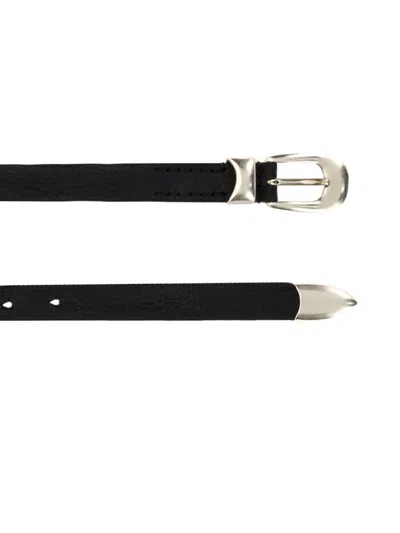 Our Legacy Belt Leather Silver-tone Hardware In Black