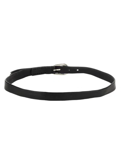 Our Legacy Belt Leather Silver-tone Hardware In Black