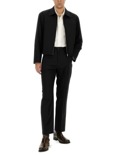 Our Legacy Borrowed Pleated Wool Straight-leg Trousers In Black