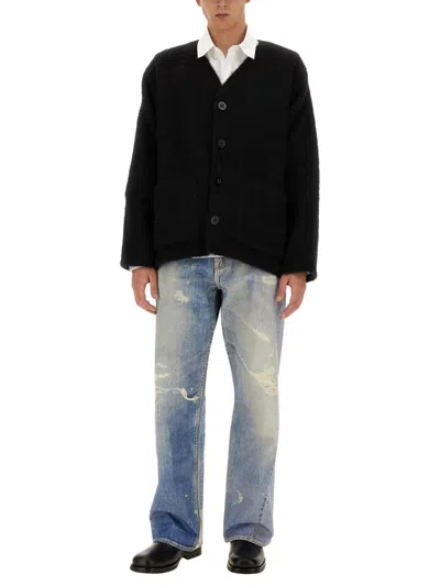 Our Legacy High Waist Wide Leg Distressed Jeans In Blue