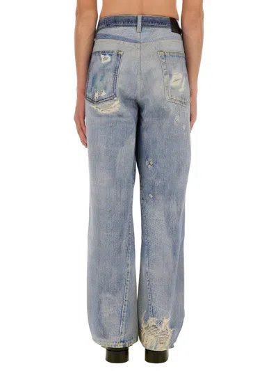 Our Legacy High Waist Wide Leg Distressed Jeans In Blue