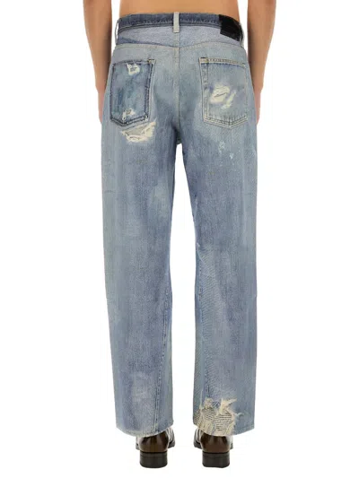 Our Legacy High Waist Wide Leg Distressed Jeans In Blue
