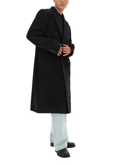 Our Legacy Oversize Double-breasted Coat Notched Lapels In Black