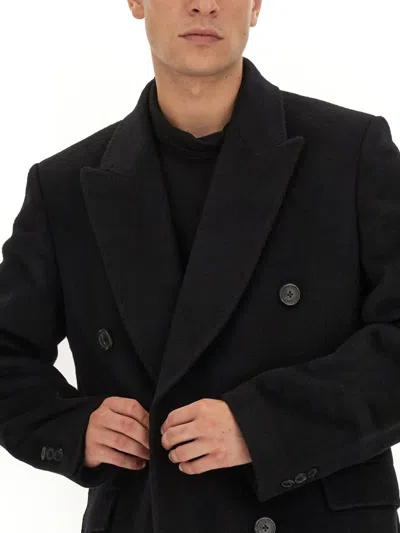 Our Legacy Oversize Double-breasted Coat Notched Lapels In Black