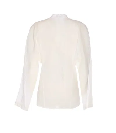 Alaïa Alaia Women Round Blouse In Linen Blend In Nude