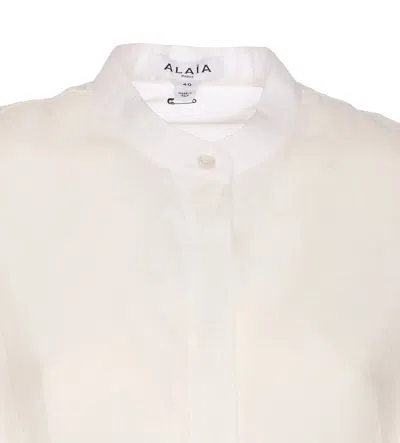 Alaïa Alaia Women Round Blouse In Linen Blend In Nude