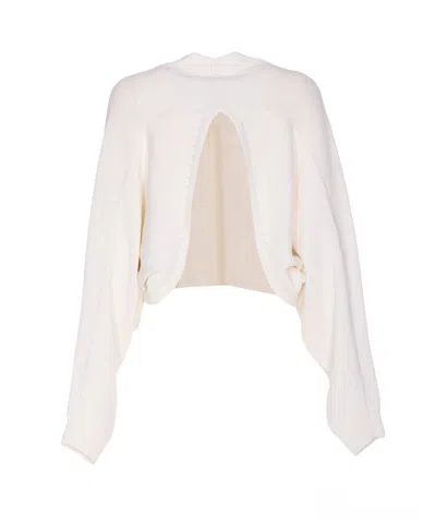 Alaïa Open Back Knit Crewneck Sweater In White