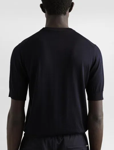 Dolce & Gabbana Silk Round-neck Sweater With Dg Embroidery In Black