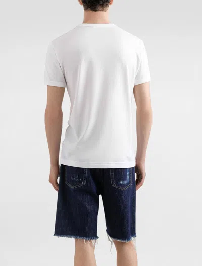 Dolce & Gabbana White Heraldic Patch Cotton T-shirt