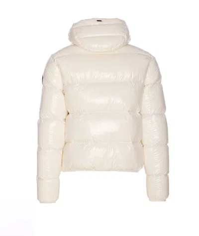 Herno Shiny Padded Down Jacket With Hood And Elasticated Cuffs In White