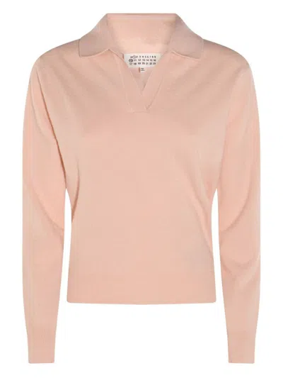 Maison Margiela Knitwear Collared Long Sleeves In Pink