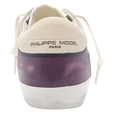 Philippe Model Low Top Leather Sneakers With Contrast Panels In White