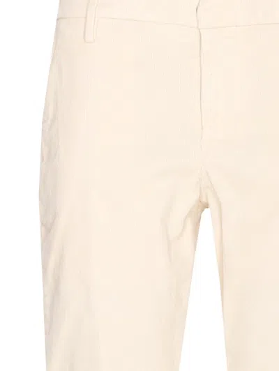 Dondup Tailored Fit Off-white Corduroy Jeans With Button Fly In Neutral