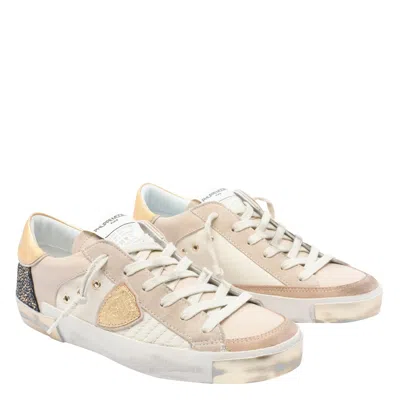 Philippe Model Logo-patch Round-toe Sneakers In Nude