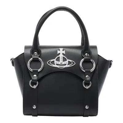 Vivienne Westwood Hardware Silver Structured Shape Top Handles In Black