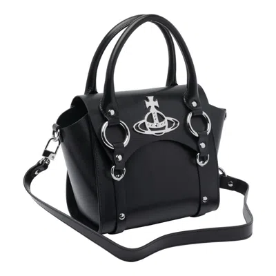 Vivienne Westwood Hardware Silver Structured Shape Top Handles In Black