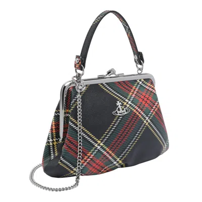 Vivienne Westwood Granny Frame Tartan Faux Leather Top Handle Bag In Multi