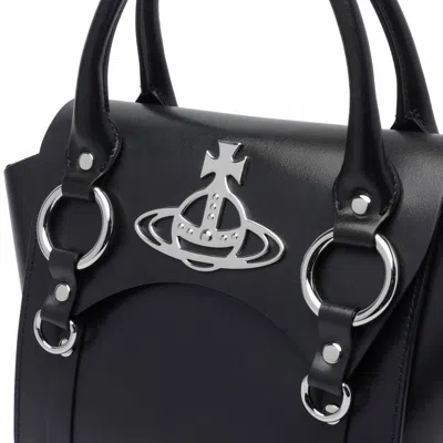 Vivienne Westwood Hardware Silver Structured Shape Top Handles In Black