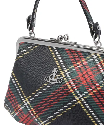 Vivienne Westwood Granny Frame Tartan Faux Leather Top Handle Bag In Multi