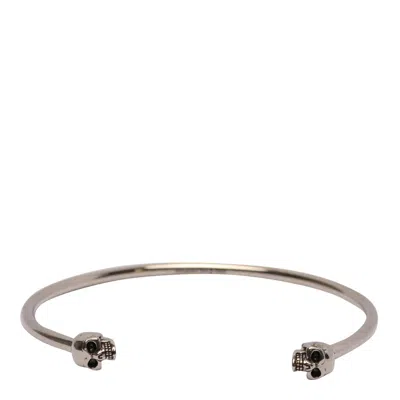 Alexander Mcqueen Silver-tone Metal Skull-embellished Cuff Bracelet In Metallic