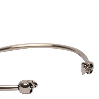 Alexander Mcqueen Silver-tone Metal Skull-embellished Cuff Bracelet In Metallic