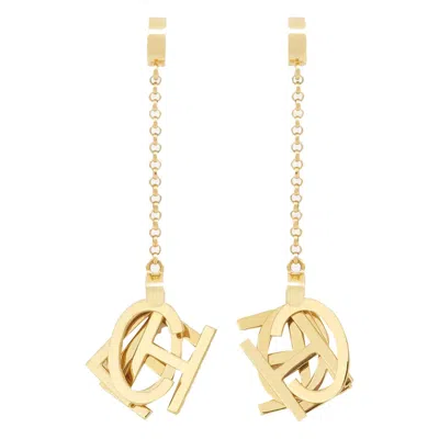 Chloé Chain And Charm Dangling Letters Earrings In Gold